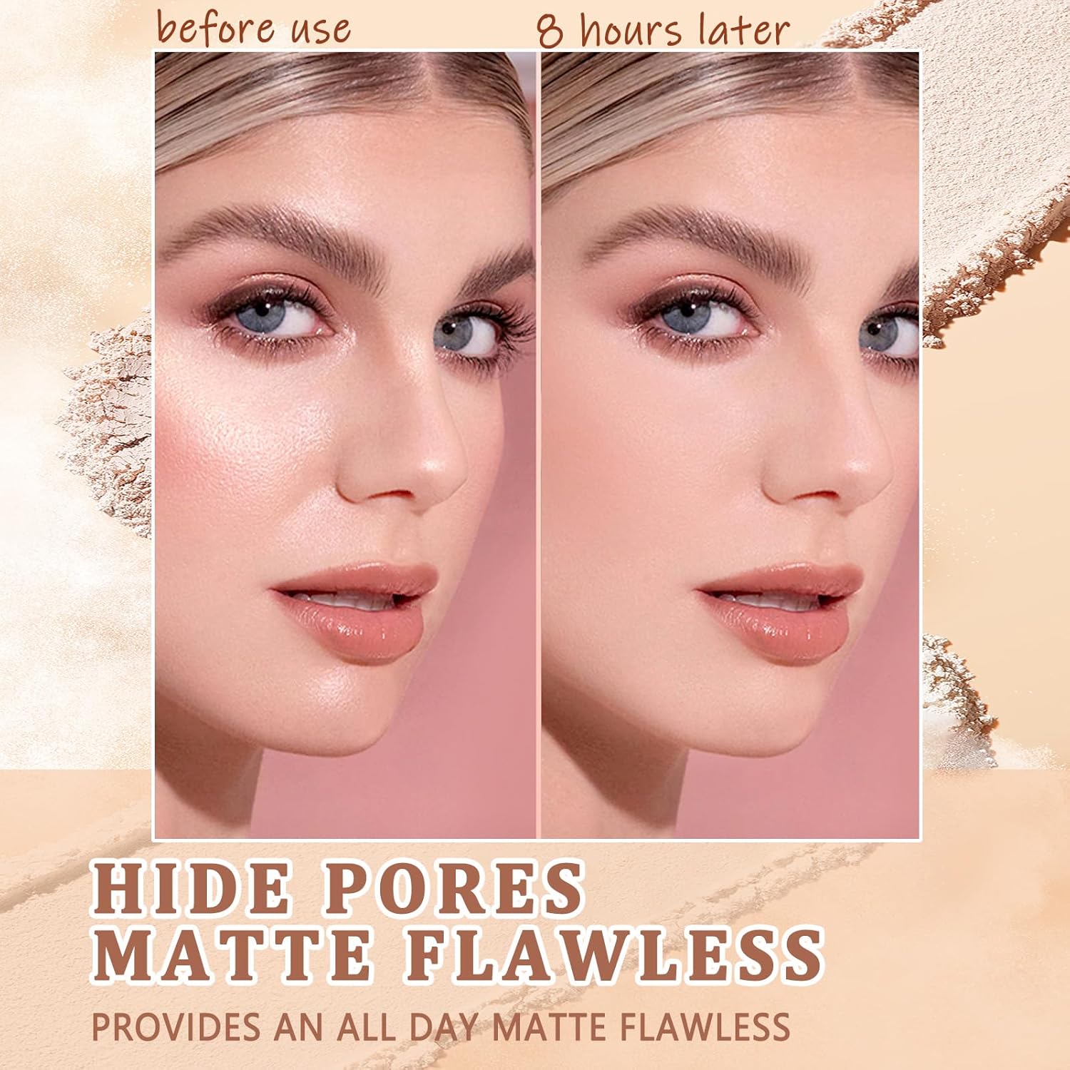 Oil Control Face Pressed Powder,Matte Smooth Flawless Setting Powder Makeup,Waterproof Long Lasting Finishing Powder,Cruelty Free Lightweight Face Cosmetics,0.35Oz(ORANGE HONEY)