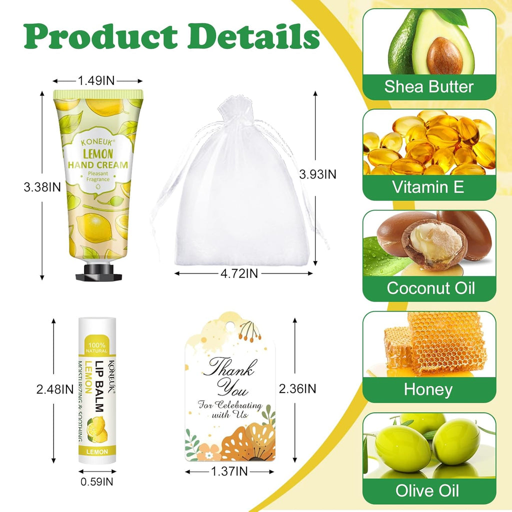 36 Pack Hand Cream Bulk and Lip Balm Bulk Sets, Bridesmaid Gifts, Thank You Gifts and Bridal Shower Gifts for Guests with Thank You Card Organza Bags, Birthday Gifts, Bulk Gifts, Small Gifts for Women