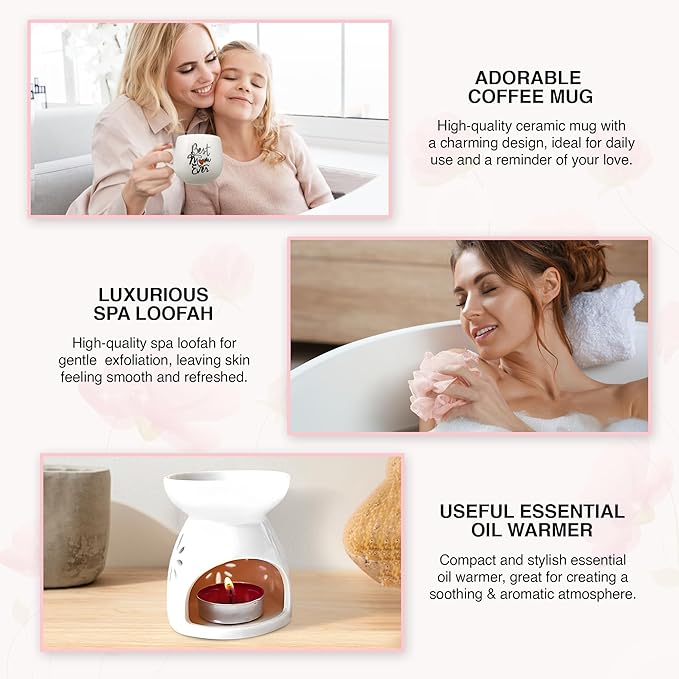 Luxury Spa Gift Box for Mom – Birthday, Mother’s Day, Christmas, Postpartum Self-Care Set with Relaxation & Pampering Essentials – Thoughtful Gifts for Wife, Grandma, Women – Premium Spa Kit.