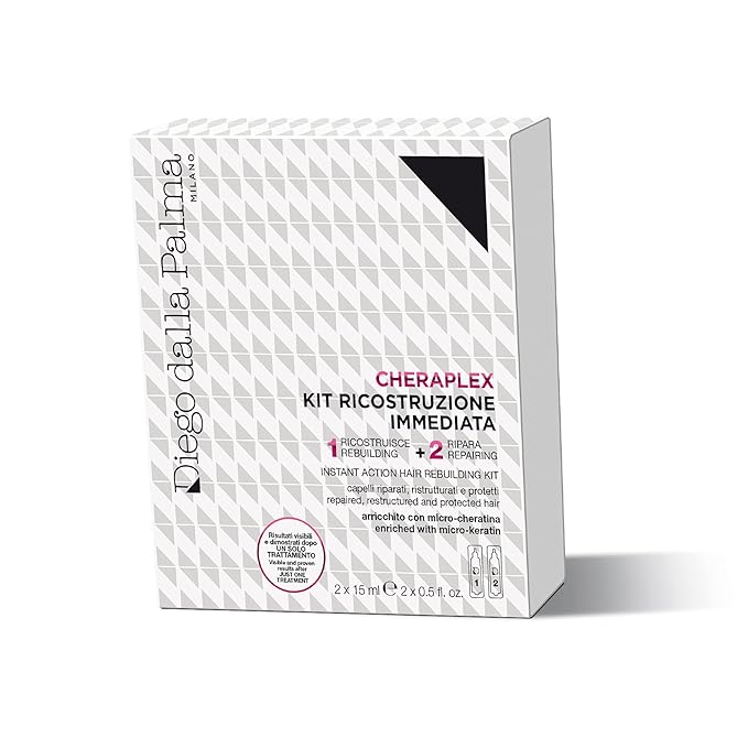 Diego dalla Palma Cheraplex Instant Action Hair Rebuilding Kit - Two-Step Shock Action Hair Treatment - Contains Rebuilding And Repairing Phases - Restructures All Hair Types - 2 Pc