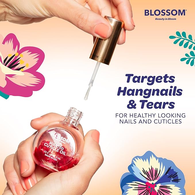 Blossom Cuticle Oil for Nails, Hydrating, Moisturizing, Gourmand Scented Nail Oil Cuticle Care, Infused with Real Flowers, Made in USA, 0.5 fl. oz, Pumpkin Spice Latte