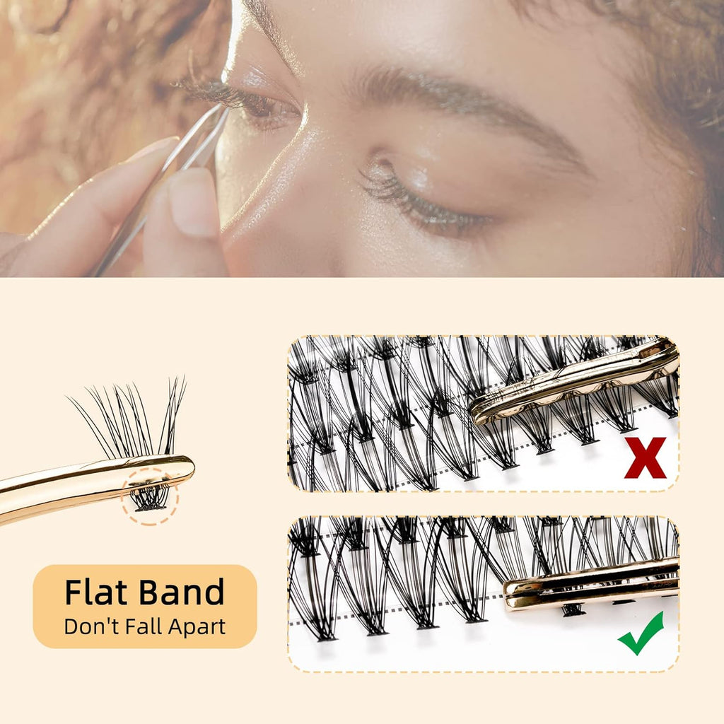QUEWEL Cluster Lashes 240Pcs Individual Lashes 20D+30D D Curl Mix8-14mm Lash Extensions Clusters Lashes Soft&Natural False Eyelashes Individual DIY Eyelash Extension at Home(20D+30D D mix-8-14)