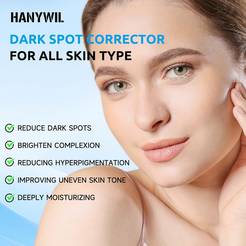 HANYWIL Dark Spot Remover for Face & Body Serum, Dark Spot Corrector Cream for Face & Body, Rapid Fade Treatment for Sun Spots, Age Spots, Melasma, Dermatologist-Tested Skin Tone Evenser(2.0 Fl Oz)