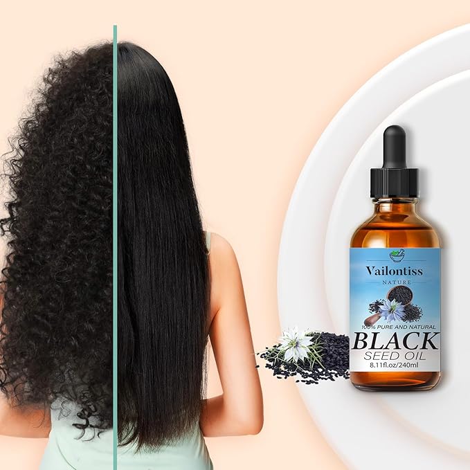 Black Seed Oil - Hair Growth Oil, Carrier Oil for Relaxing Massage and Body Oil, Black Seed Oil for All Hair Types and Skin(Black Seed Oil, 8 Fl Oz)