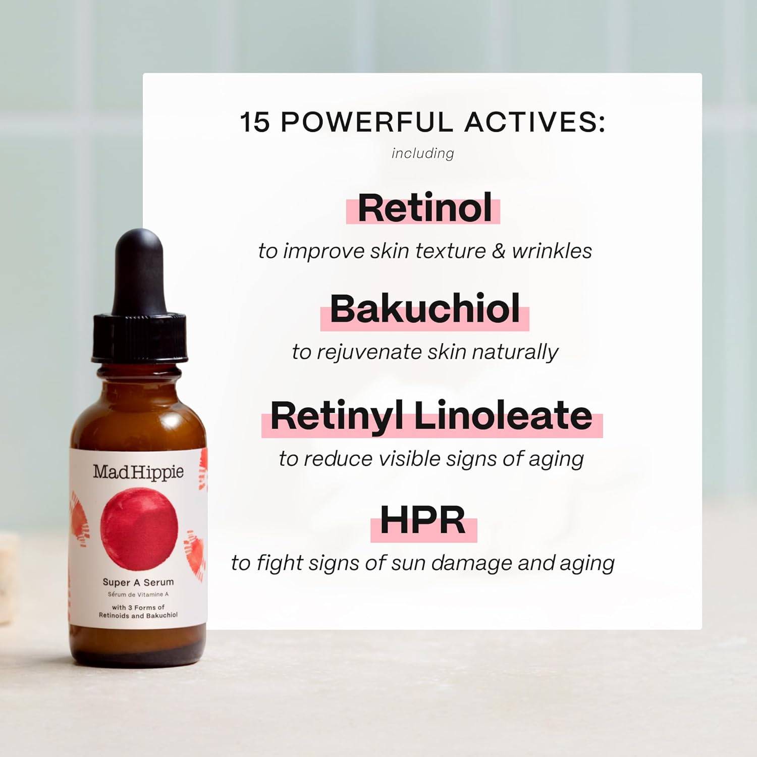 Mad Hippie Super A Retinol Serum for Face – Potent Skin Repair & Anti-Aging Serum with 3 Retinoids, Bakuchiol + Hydrating Hyaluronic Acid, 1.02 Oz