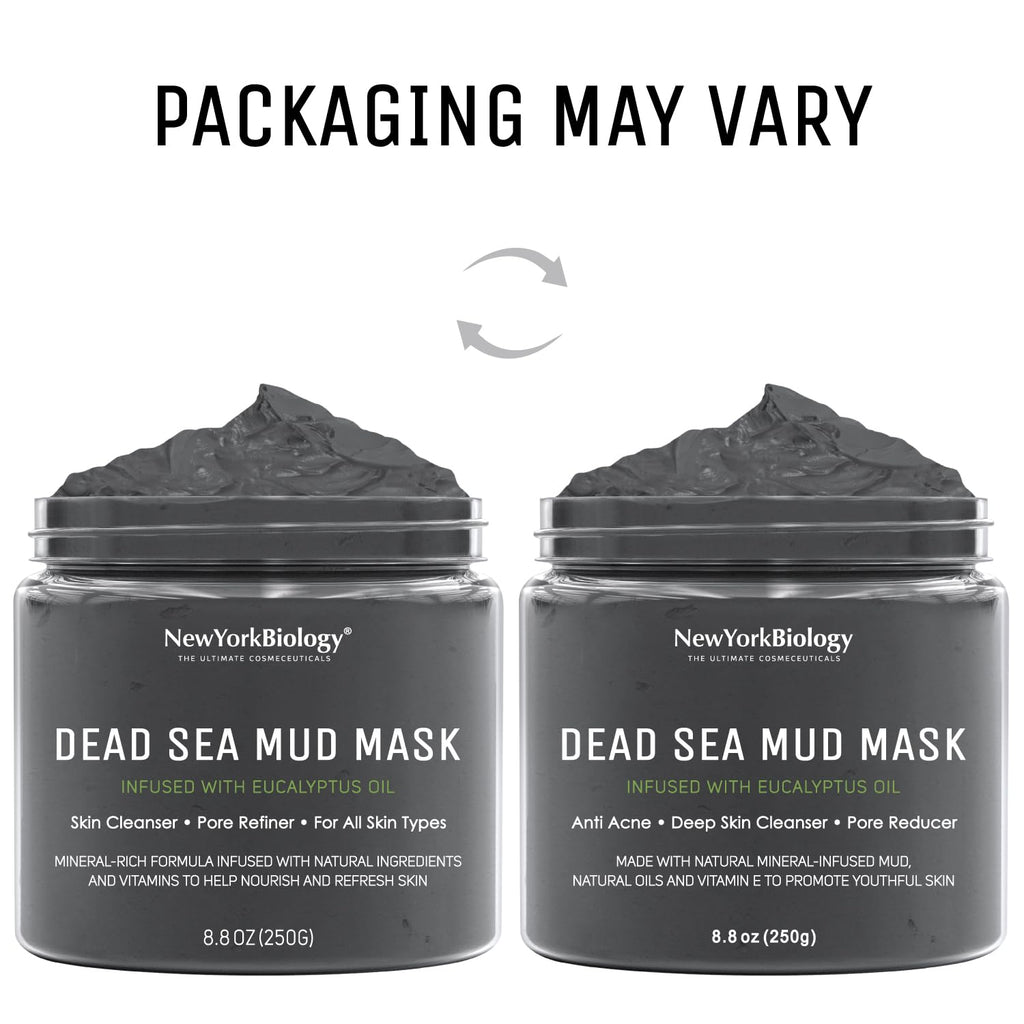New York Biology Dead Sea Mud Mask for Face and Body | with Eucalyptus | Spa Quality Pore Refiner for Oily Skin | Natural Skincare for Women & Men | Tighten Skin for A Healthier Complexion | 8.8 oz