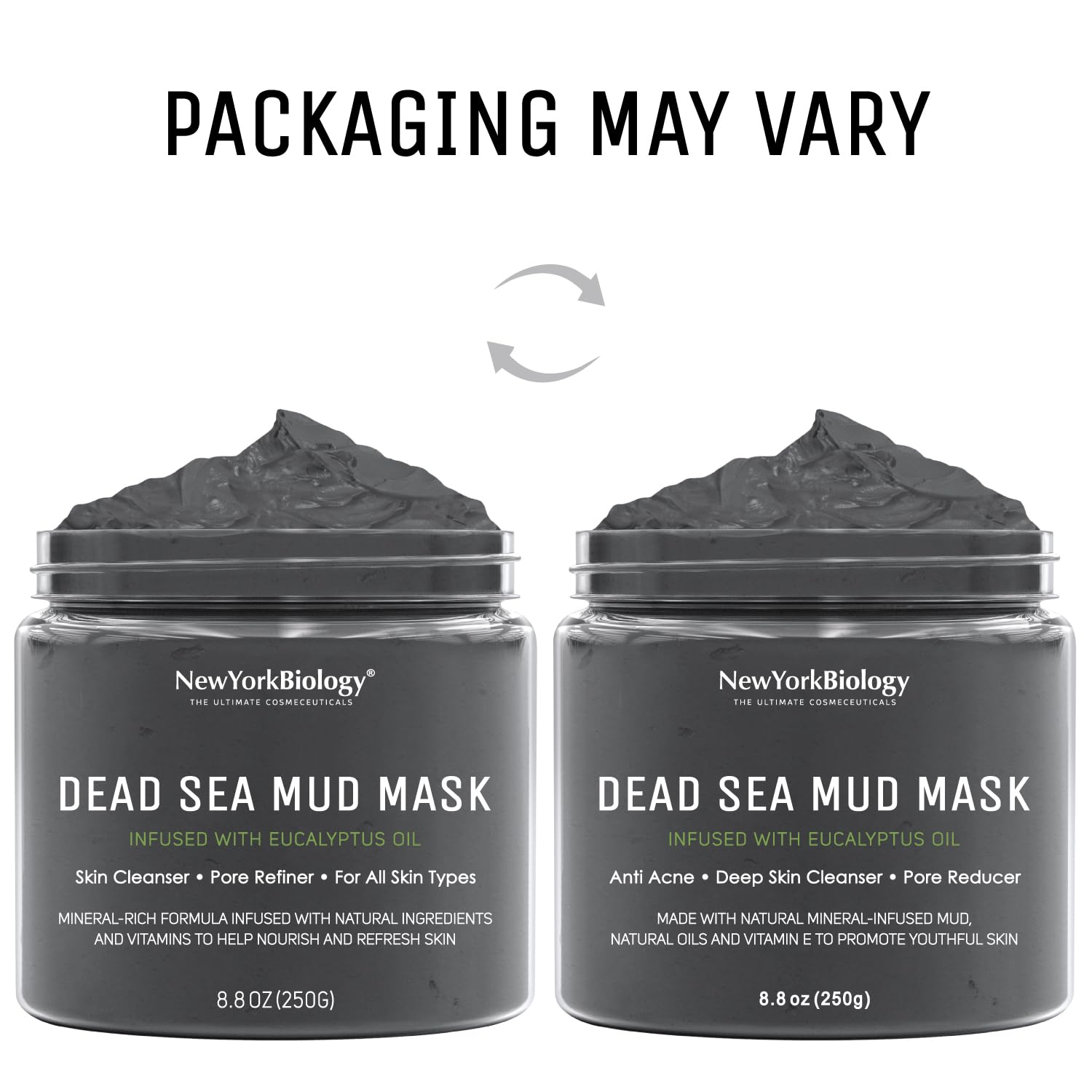 New York Biology Dead Sea Mud Mask for Face and Body | with Eucalyptus | Spa Quality Pore Refiner for Oily Skin | Natural Skincare for Women & Men | Tighten Skin for A Healthier Complexion | 8.8 oz