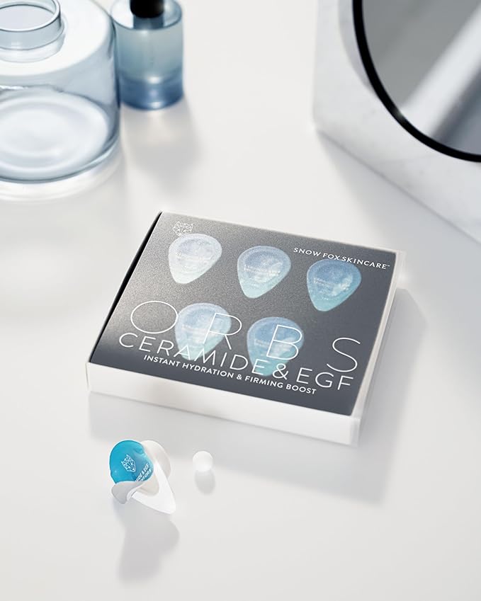 Snow Fox Skincare - Freeze-Dried Ceramide Orbs | Facial Serum | Luxury Skincare Treatment for Face, All Skin Types | Ceramide & EGF Treatment Orb - 5 Capsules