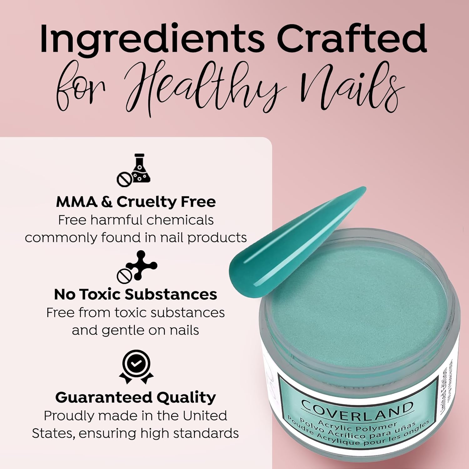 Tones Coverland Acrylic Nail Powder "April Showers" - Limited Edition Acrylic Powder for Nail Design, Sculpting, and Masking Nail Bed Imperfections - Professional Acrylic Nail Supplies - (1.5 Oz)