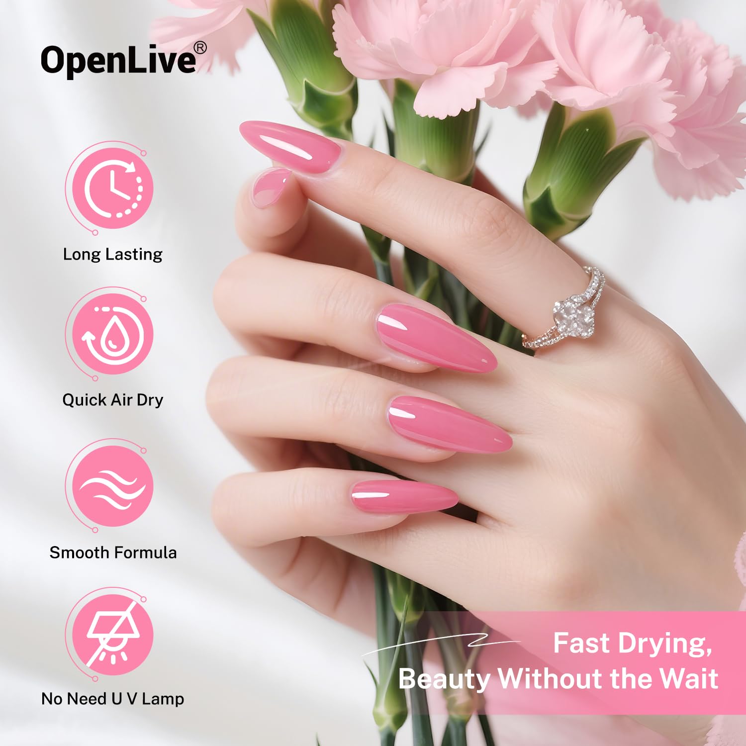 16.5ml Rose Pink Nail Polish Large Volume Quick Drying Nail Polish, Fast Drying and Long Lasting Color Nail Art DIY Home Manicure Gift for Women