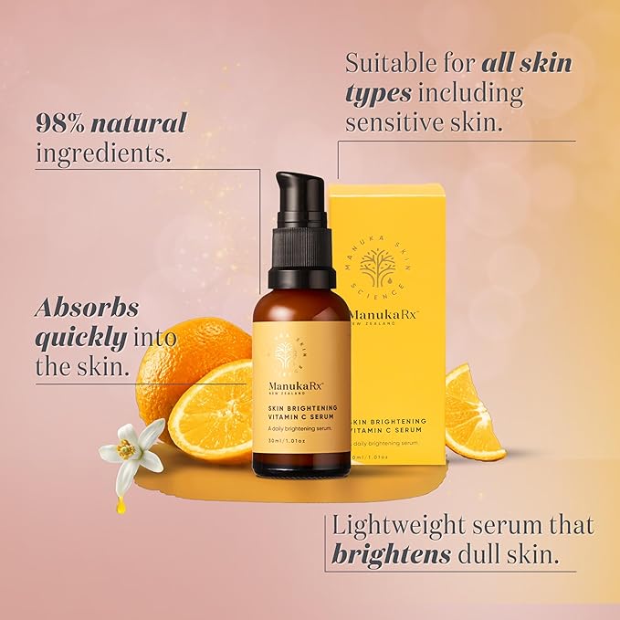 ManukaRx Vitamin C Serum for Face | Anti Aging Face & Eye Serum with Vitamin C | Skin Brightening Serum for Dark Spots | Even Skin Tone | Eye Area | Fine Lines & Wrinkles | 30 ml