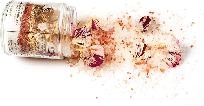 Hemlock Park Blood Orange Sage Coconut Milk Bath Soak | Organic Coconut Milk, Botanicals, Dead Sea, Epsom, and Himalayan Pink Mineral Salts | 9.5 oz Jar