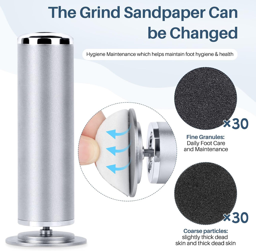 Electric Foot File Remover Callus: Profesional Pedicure Tool for Foot Sander - Summer Adjustable Speed Feet File Grinder for Skin and Calluses - 60 Pcs Replacement Sandpaper Disk for Home Spa Salon