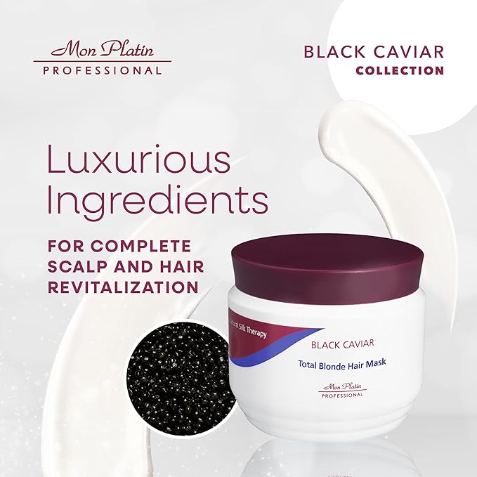 Mon Platin Professional Black Caviar Blonde Hair Mask & HY Loren Blonde Hair Shampoo, Intensive Moisturizing Treatments for Blonde, Bleached & Color-Treated Hair, SLS/SLES/Salt-Free, 500ml Each