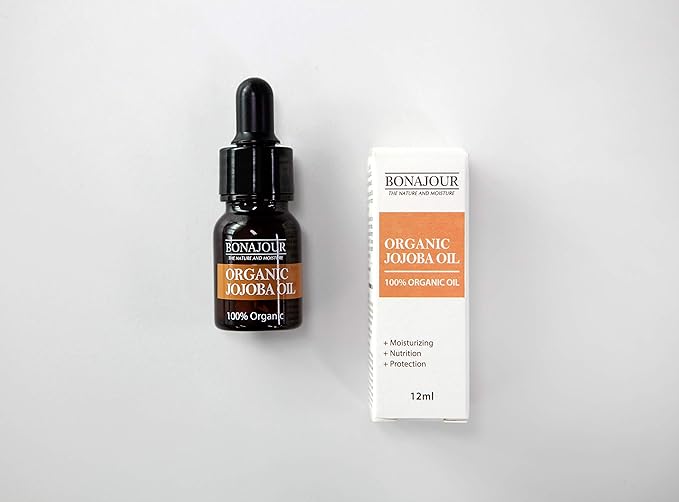 BONAJOUR] vegan 100% Organic Eco-cert Jojoba Facial Oil for Dry Skin - High Moisturizing Carrier Oil 0.4 fl. oz