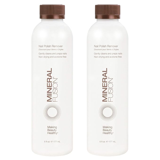 Mineral Fusion Acetone Free Nail Polish Remover, Gentle, Non-Drying, Regular & Gel Polish, 6 fl oz (2 Pack), Vegan & Cruelty-Free Nail Care for Women and Men