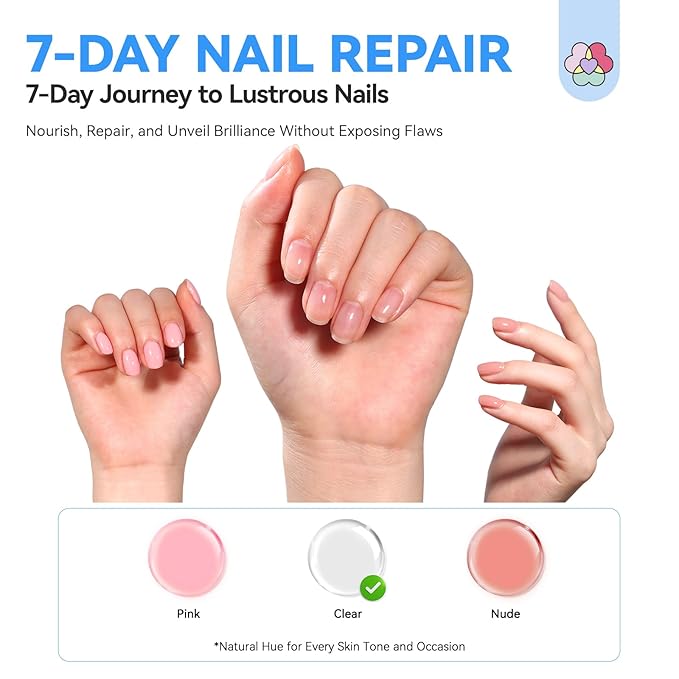 SAVILAND Advanced Nail Strengthener: Clear Air Dry Nail Growth for Damaged Nails Nail Polish Strengthening Repair Weak & Thin Nails Treatment with Castor Oil & Vitamin E 15ml Women Gift