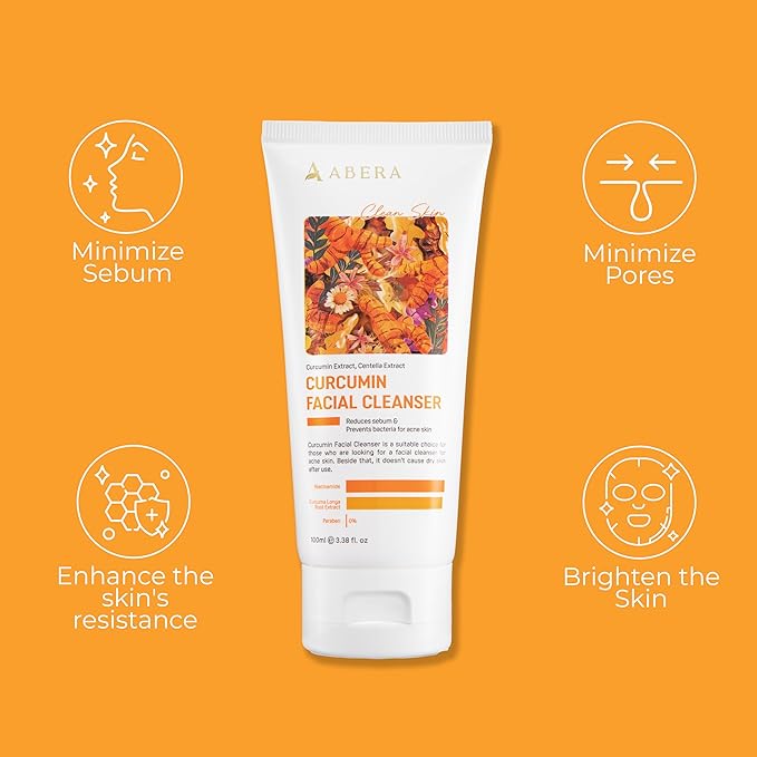ABERA Skin Renewing Serum For Melasma Treatment, High-Potency Saffron Extract + Gift Curcumin Face Cleanser with Turmeric, Face Wash to Reduce Sebum (3 Boxes + Gift)