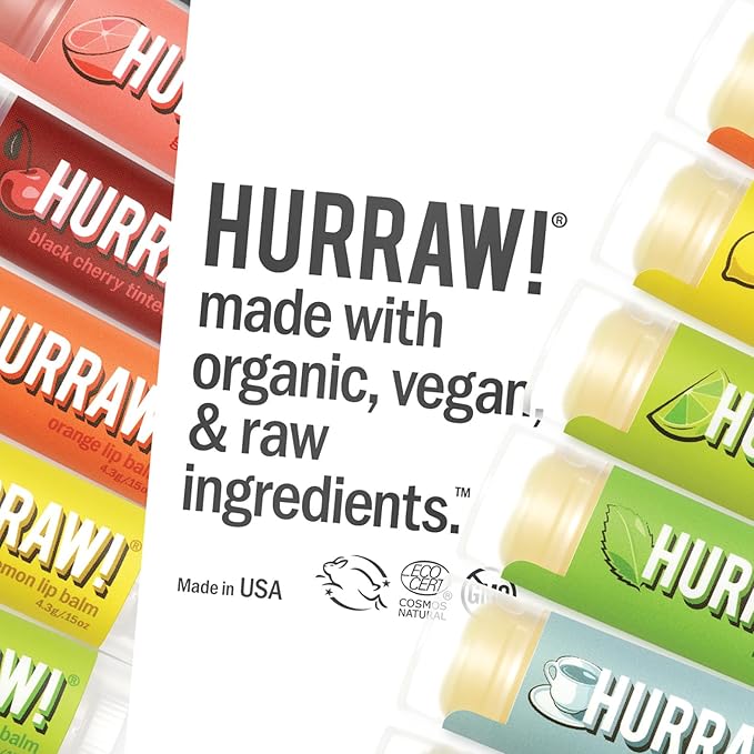 Hurraw! Green Tea Lip Balm, 2 Pack: Organic, Certified Vegan, Cruelty and Gluten Free. Non-GMO, 100% Natural Ingredients. Bee, Shea, Soy and Palm Free. Made in USA