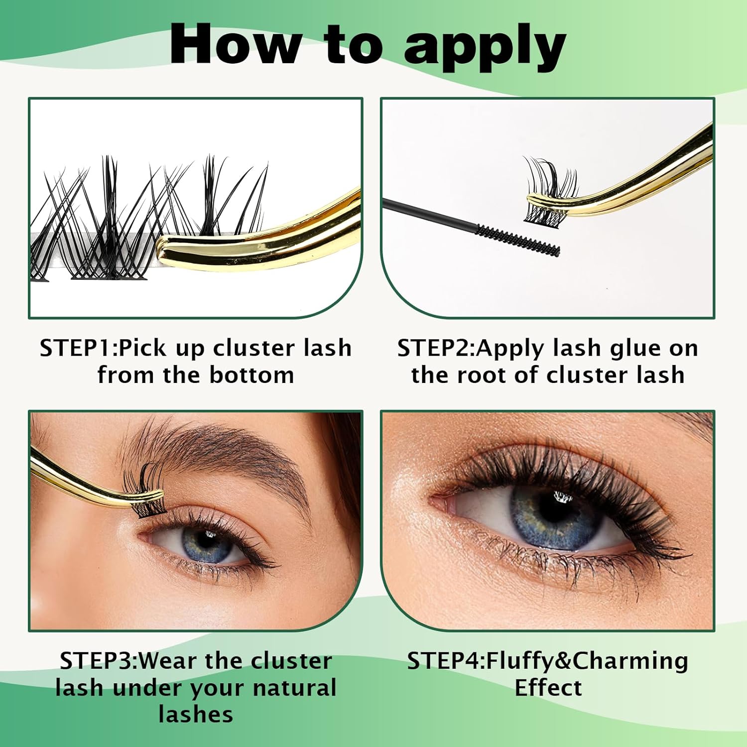 Lash Clusters,96 Pcs Cluster Lashes D Curl 14mm DIY Lash Extensions Eyelash Clusters,KEYYOU Volume Wispy Individual Lashes Soft&Comfortable Easy DIY at Home(Y09,D-14mm)