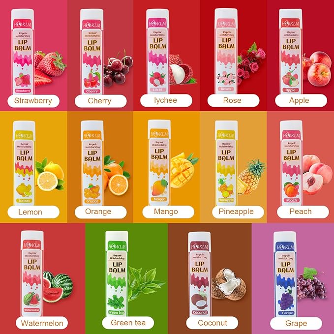 42 Pack Lip Balm, Natural Lip Balm Bulk with Shea butter, Vitamin E and Coconut Oil, Moisturizing for Chapped Lips, best lip care, Suitable for people of all ages - 14 flavors 0.15 Oz