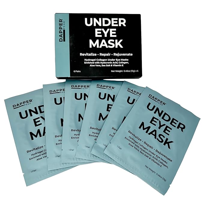 Under Eye Patches - 6 pairs| Hydrating Hydrogel Under Eye Mask/ Collagen Eye Patches, Hydrolyzed Marine Collagen, Vitamin E, Hyaluronic Acid, Remove Bags, Aloe, Skin Firming, Fragrance Free, 6 Pack