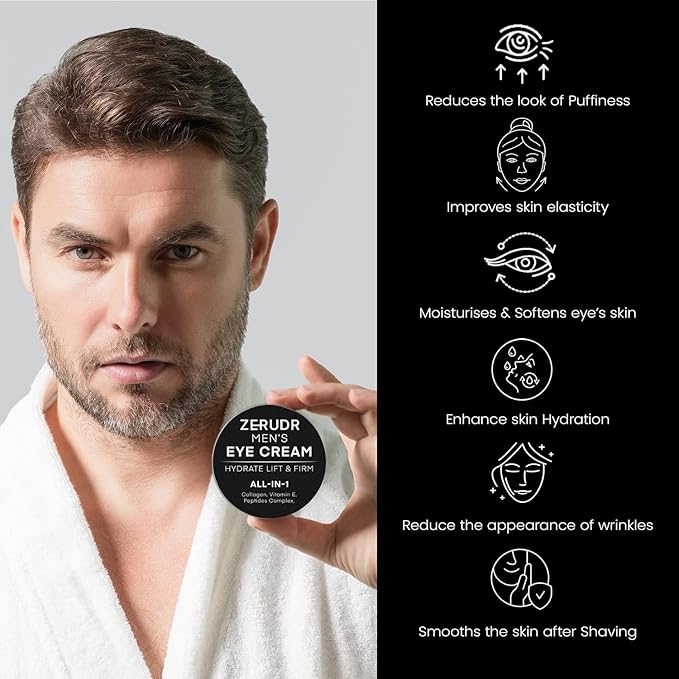 Men’s under Eye cream: all-in-1 Eye Bags, Dark Circles, and Puffiness reduce- Men’s eye care for hydrate, firm & repair