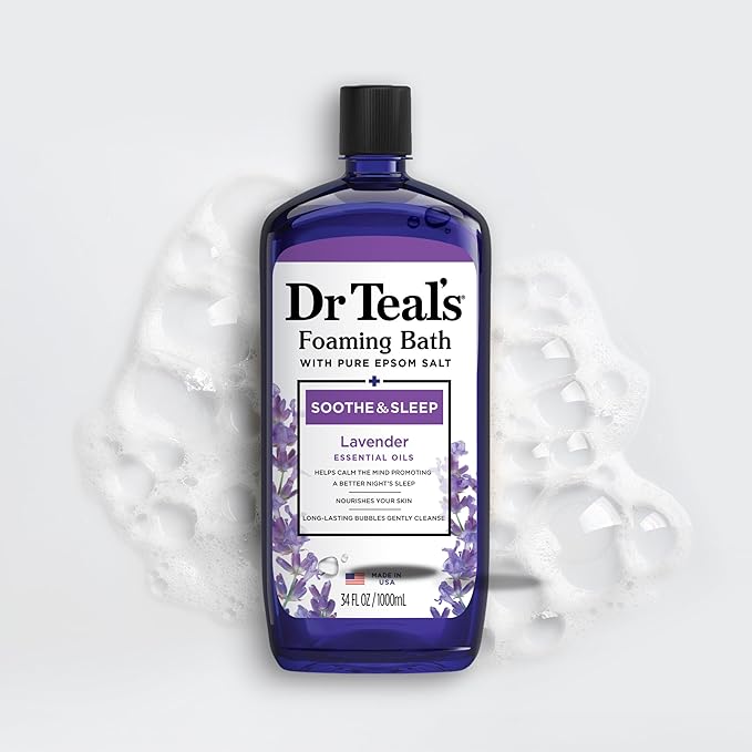 Dr Teal's Foaming Bath with Pure Epsom Salt, Soothe & Sleep with Lavender, 34 fl oz (Pack of 2)