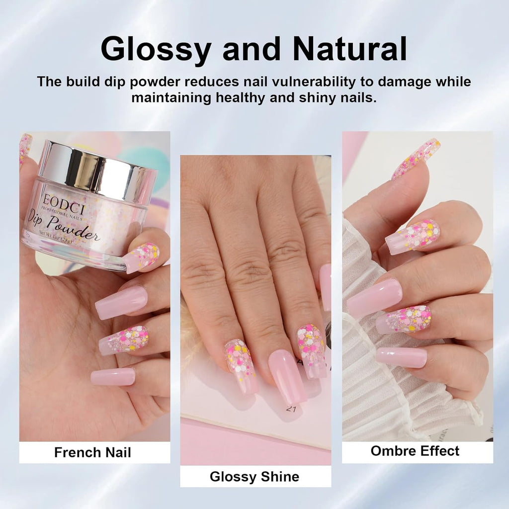 Glitter Dipping Powder, Sprinkle On Glitter Collection - Hot Pink Dip powder - No Needed UV Lamp - Long Lasting 14 Days Dip Colors - Nail Color for Professionals & At-Home DIY 1oz