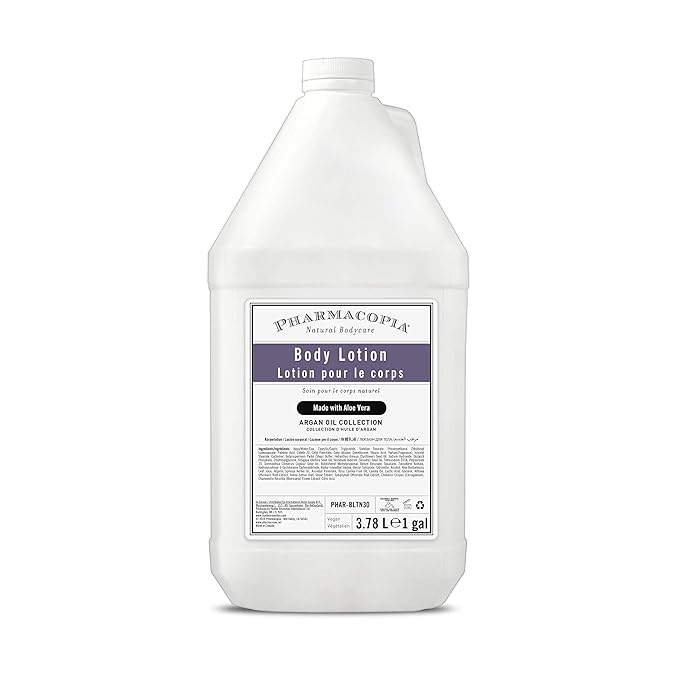 Pharmacopia Hotel Argan Oil Body Lotion - Vegan Moisturizer for Dry Skin, Aromatherapy Lotion with Melon and Green Tea Essence - Natural, Organic and Cruelty-Free Skin Care, 128 oz