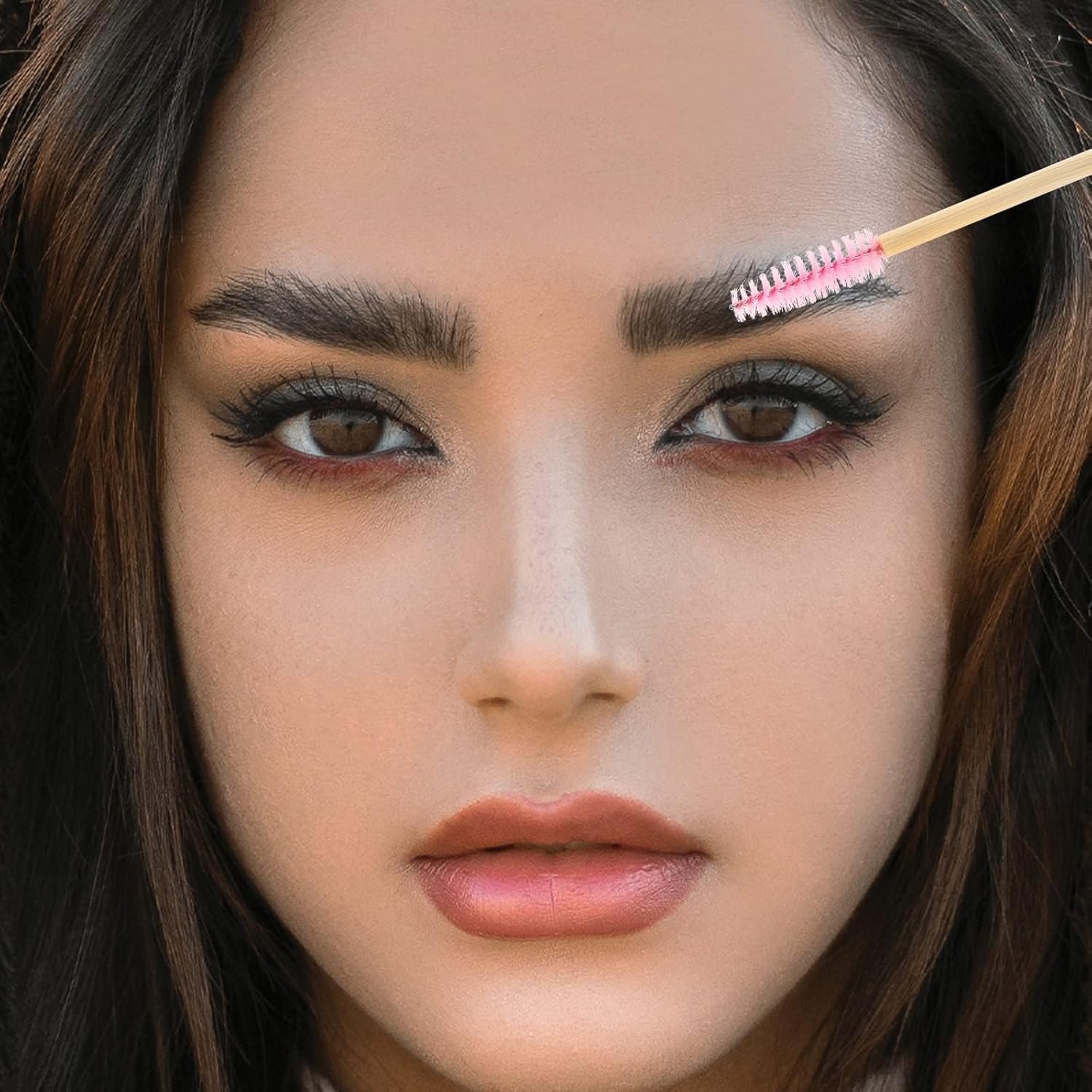 Tbestmax 300 Disposable Mascara Wands Eyelash Brush Spoolies for Eye Lash Extension Eyebrow Bamboo Stick Pink
