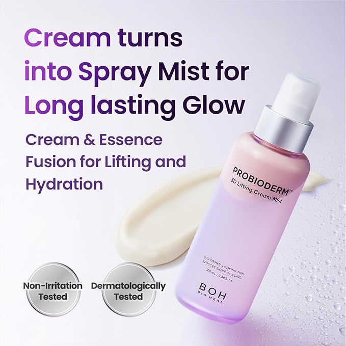 Probioderm™ 3D Lifting Cream Mist 3.38 fl oz (100 ml) | Face Moisturizers, Hydrating Glowing Serum Spray, Moisturizing & Elasticity-Enhancing Facial Mist for Face, Neck & Décolleté