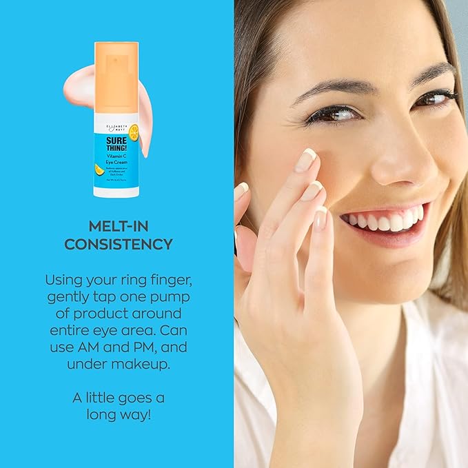 Elizabeth Mott Sure Thing Vitamin C Eye Cream – Hydrating, Brightening, Anti-Aging Eye Repair Treatment for Dark Circles & Puffiness – Vegan, Fragrance-Free, Cruelty-Free Skincare – 15ml (0.5oz)