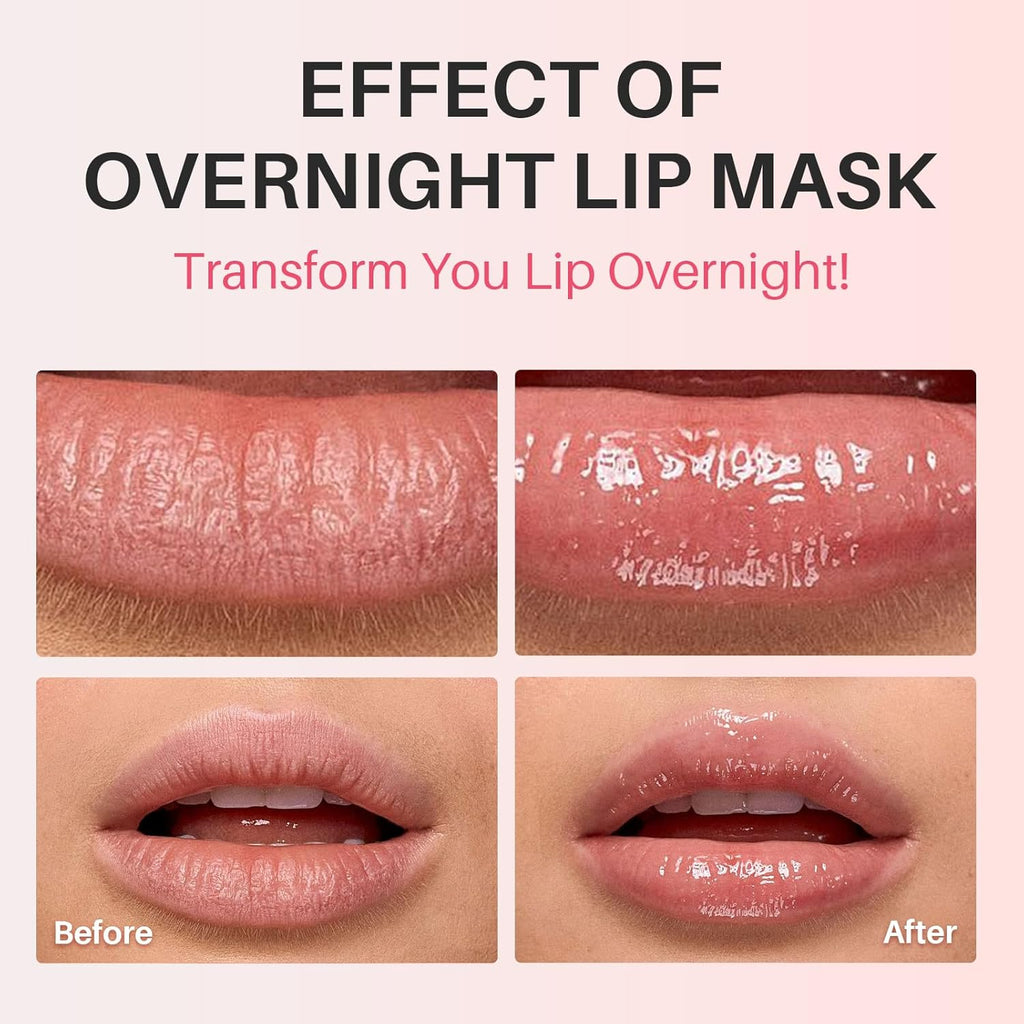 Lip Mask, Hydrating Overnight Lip Sleeping Mask, Lip Moisturizer for Dry Cracked Lips Care, Dual-Color Korean Lips Balm with Vitamin C and Shea Butter for Nourishing and Softening Lips - Grape