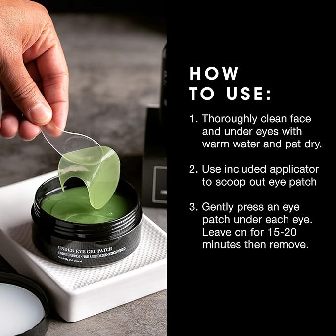 Pacinos Under Eye Gel Patches - Eliminates Puffiness, Smoothes Wrinkles, Brightens Under Eye Darkness, Firms & Tightens Skin with Vitamin E & B5, Promotes Collagen, Organic, 60 pcs