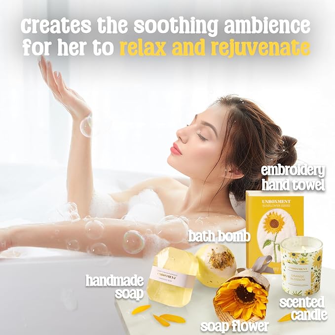 CARE PACKAGE & SEND SUNSHINE GIFTS FOR WOMEN, SUNFLOWER GIFTS BASKET, BIRTHDAY GIFTS FOR MEN WOMEN