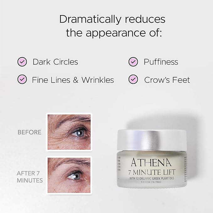 ATHENA 7 MINUTE LIFT - Results in 7 minutes - Eye, Neck, Face Tightening, Lifting & Firming Serum - Wrinkle Cream - ALL ORGANIC