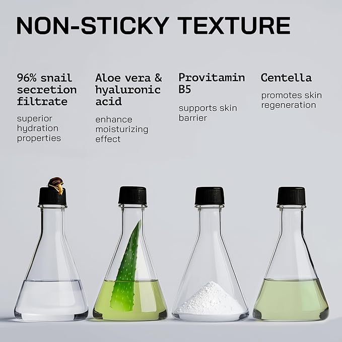 Snail Mucin Serum - Advanced Snail 96 Mucin Power Essence with Hyaluronic Acid & Centella - Skin Repair Hydrating & Moisturising Face Serum for Women - 3.38 Fl. oz 100 ml - Cruelty Free Skincare