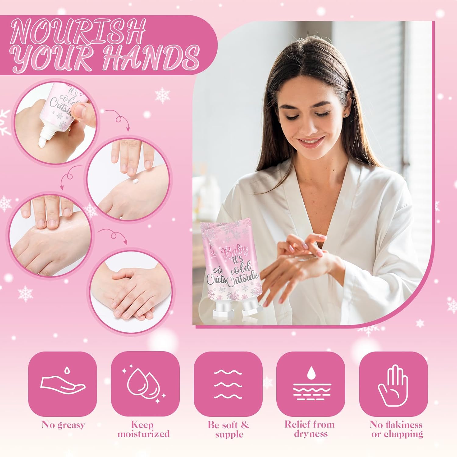 48 Sets Baby Shower Hand Cream Baby Shower Party Favors for Guests Christmas Hand Cream Gift Bulk Travel Size Lotion Set for Wedding Christmas(Cold Outside)