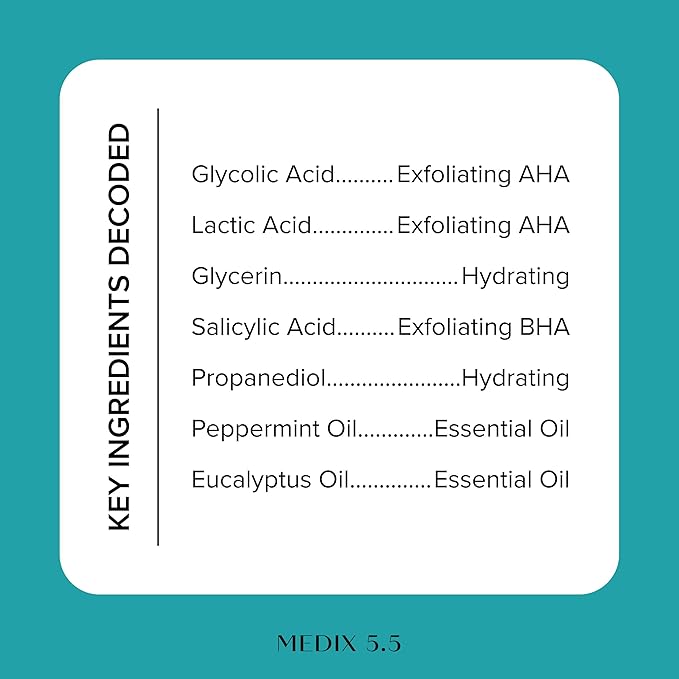 Medix 5.5 Glycolic Acid + Lactic Acid Exfoliating Body Wash Gel | KP Bump Eraser | AHA Exfoliant Skin Care Body Cleanser | Keratosis Pilaris & Acne | Anti Aging AHA Foaming Body & Face Wash, 2-Pack