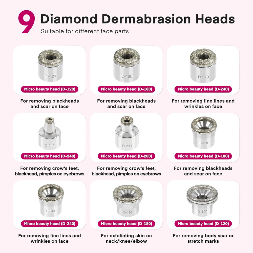 Diamond Micro-Dermabrasion Machine, Yofuly 3 in 1 Professional Dermabrasion Facial Machine with Two Spray Bottle and Vacuum Tube, Exfoliation Skin Care Face Beauty Device for Salon Spa Home Use, Pink