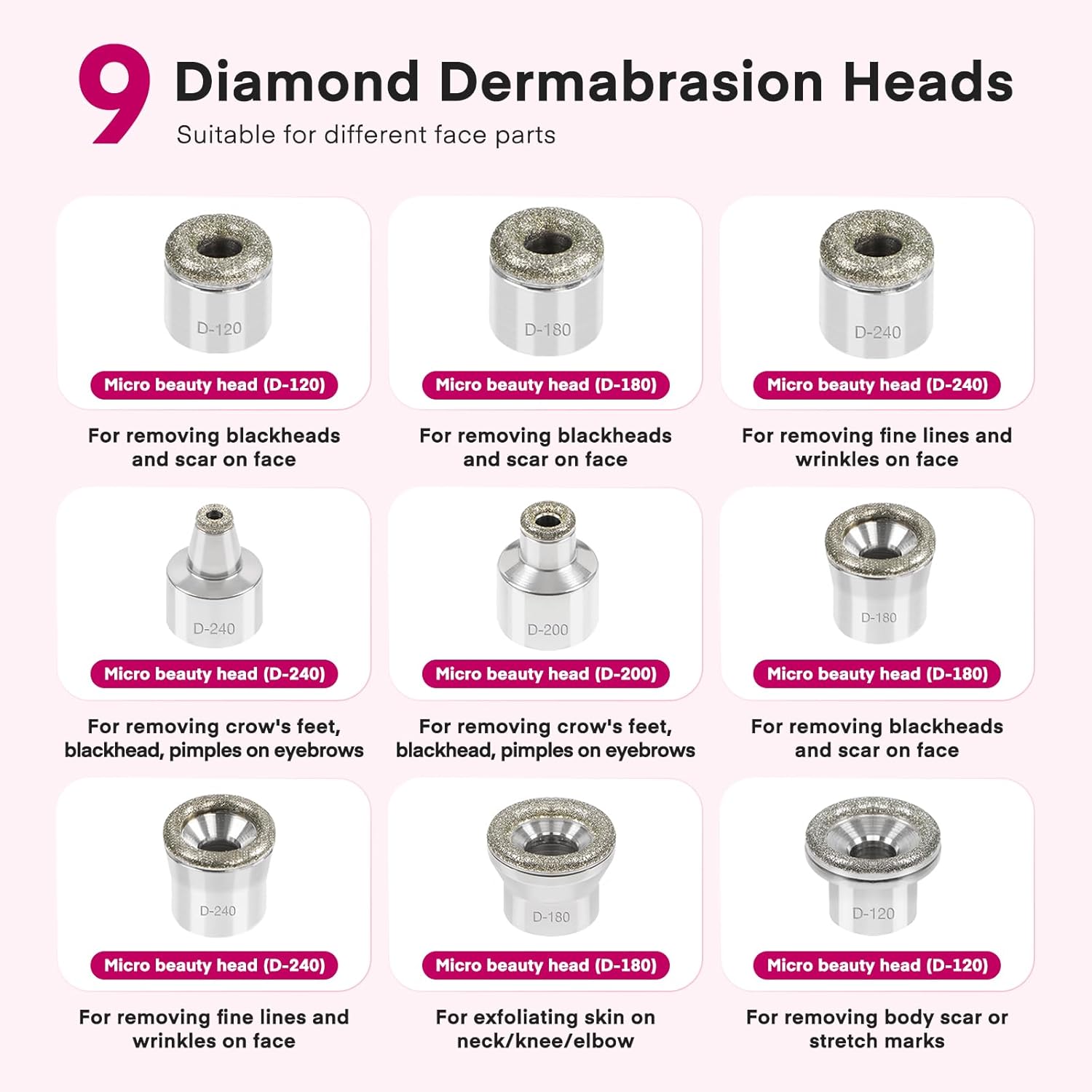 Diamond Micro-Dermabrasion Machine, Yofuly 3 in 1 Professional Dermabrasion Facial Machine with Two Spray Bottle and Vacuum Tube, Exfoliation Skin Care Face Beauty Device for Salon Spa Home Use, Pink