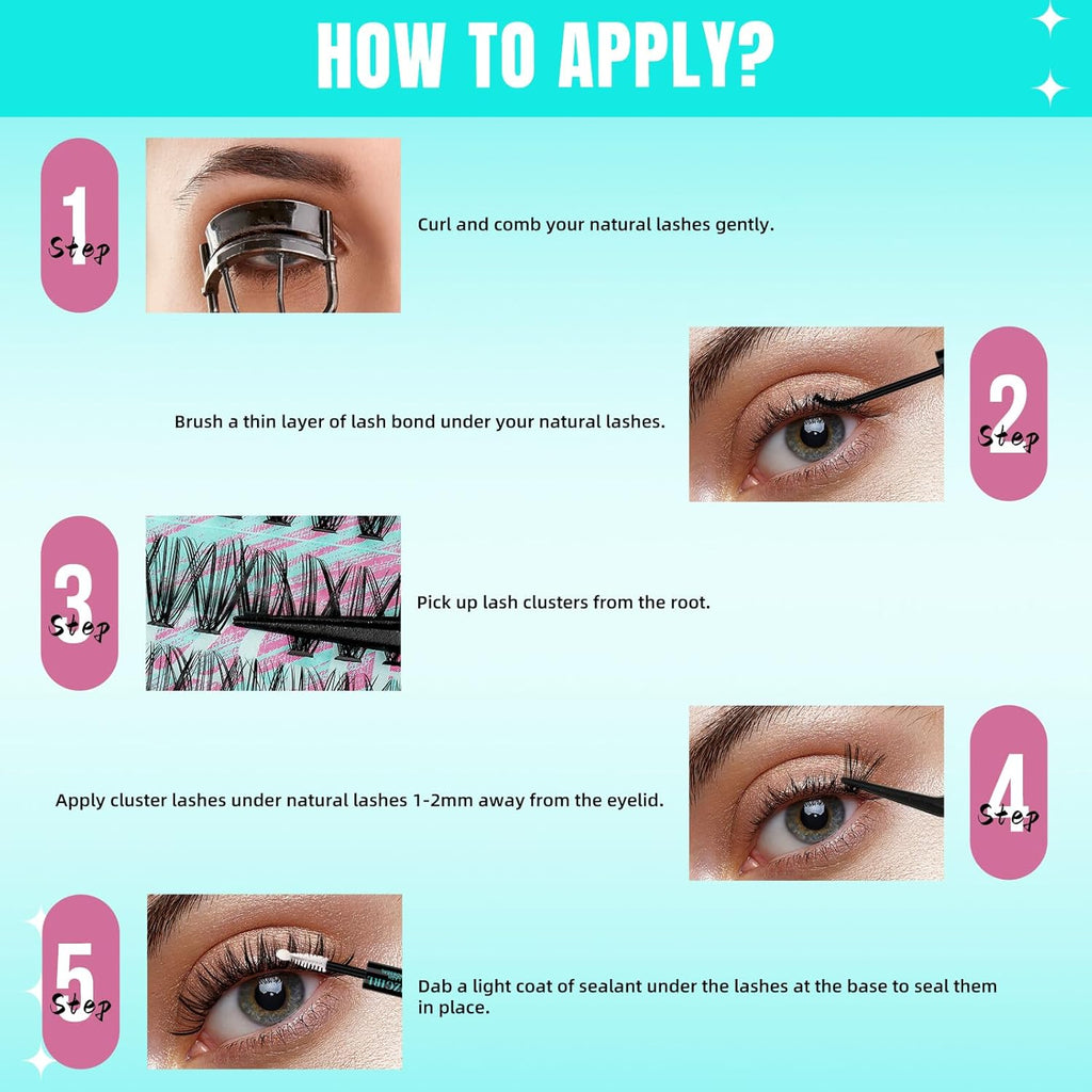 Lash Clusters Wispy 280PCS Eyelash Extension 50D Cluster Lashes Individual Lashes DIY Lash Extension Natural Look Cluster Eyelash Extensions Soft False Eyelashes at Home for Beginners(14mm)