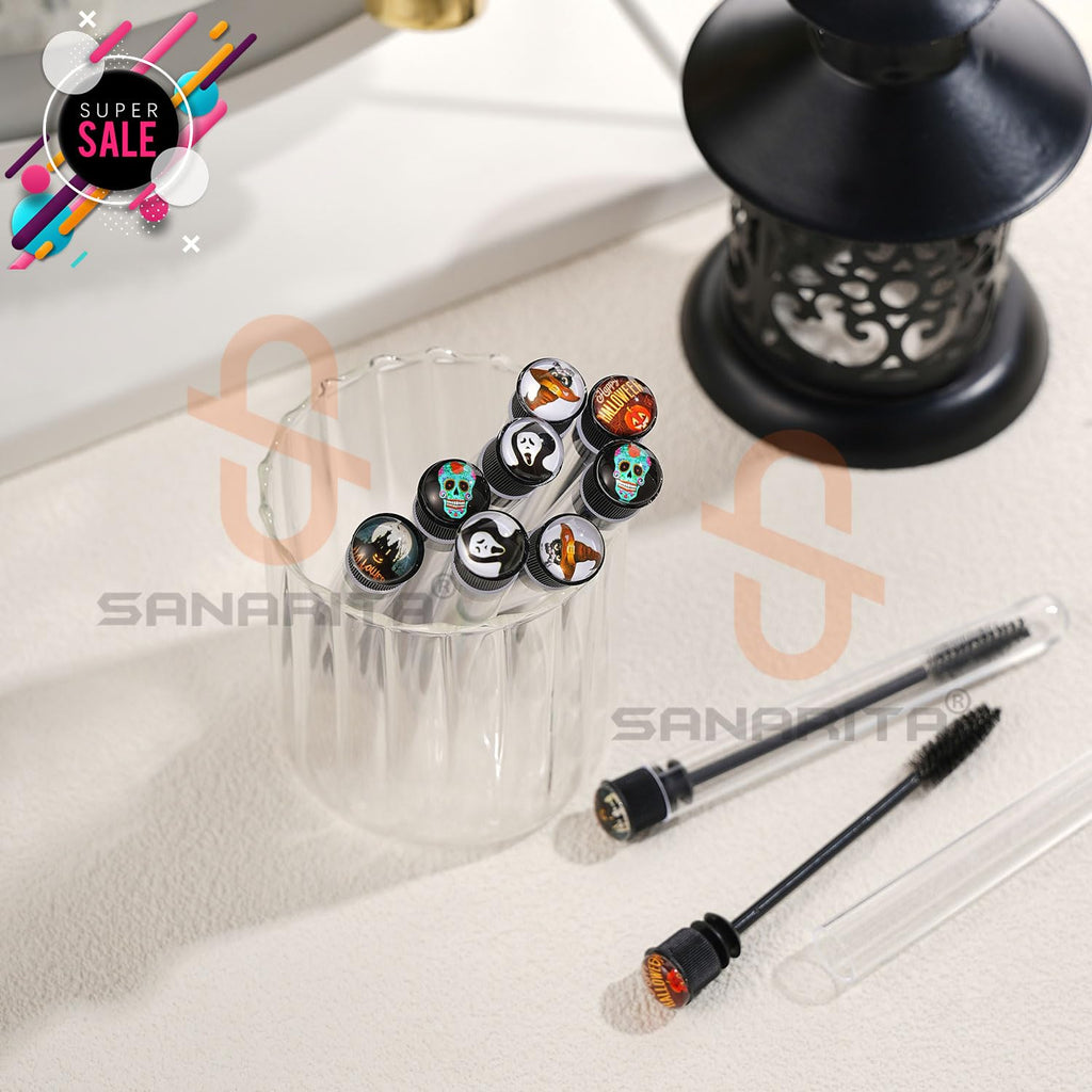 20 Pcs Disposable Mascara Wands Set,Include 10Pcs Crystal Lash Spoolies Brush and 10 Pcs Reusable Empty Eyelash Brush Tubes Halloween Party Decration