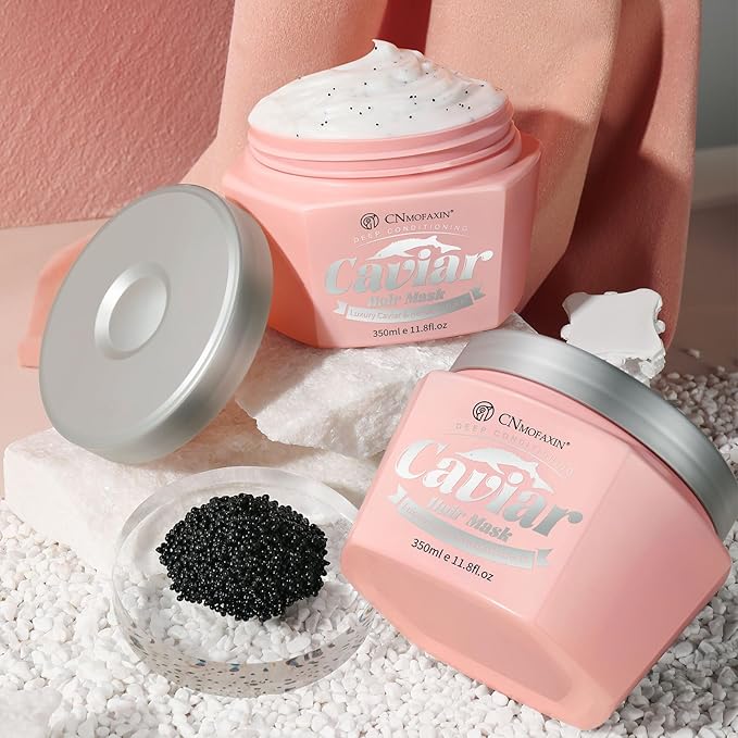 Caviar Hair Mask, Enriched with Caviar Essence, Keratin, & Herbal Extracts for Ultimate Shine & Softness, Deep Conditioning Treatment for Dry or Damaged Hair, 11.8 fl oz，Sulfate-Free