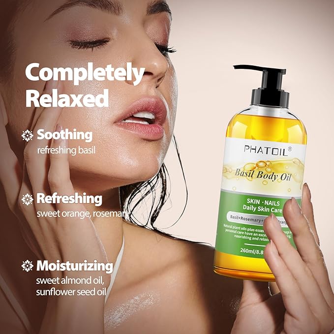 Castor Oil Organic Cold Pressed 118ML and Basil Body Oil 260ML