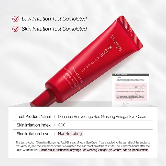 Bonyongo Red Ginseng Vinegar Eye Cream – Anti Aging Eye Treatment Cream for Youthful Radiant Skin - Wrinkle Improvement with Fermented Red Ginseng - Korean Skincare, 1.01oz.