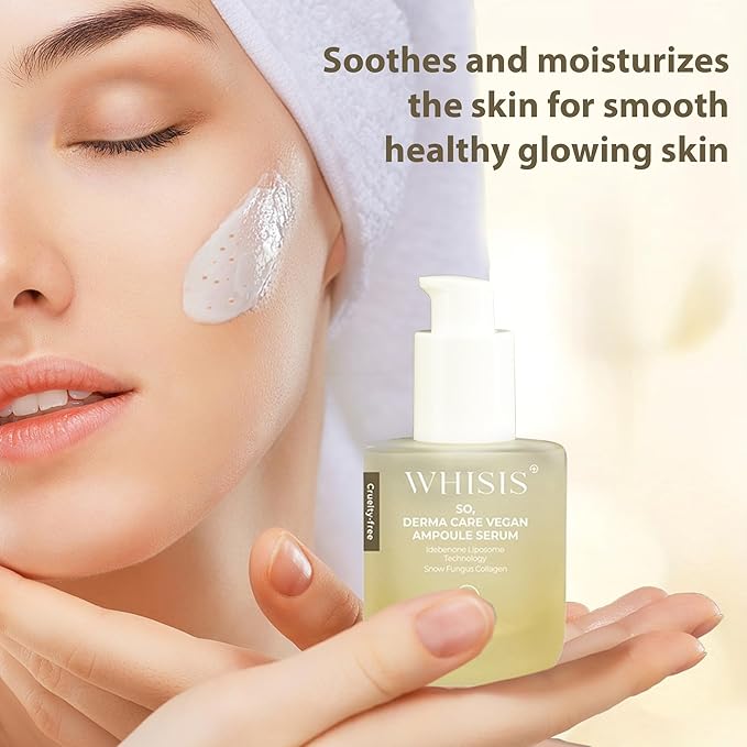 Vegan Collagen Serum for Women, Ampoule Serum with Mushroom Collagen & Idebenone, Face Serum for Anti Aging, Anti-Wrinkle, Glass Skin, Night Serum, Korean Skin Care, Suitable All Skin Types