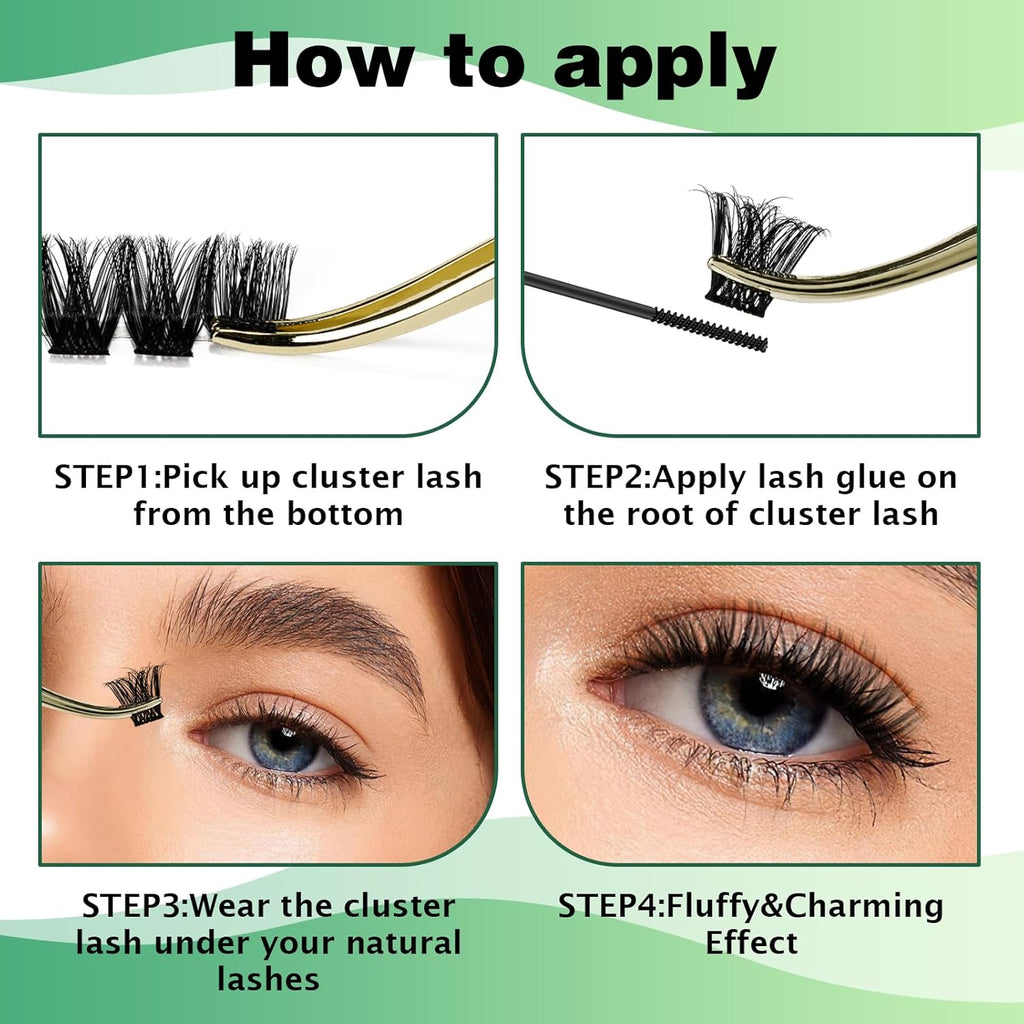 Lash Clusters 96pcs Individual Lashes Y01 D Curl 14mm Eyelash Clusters KEYYOU Volume Wispy Lash Extension Soft&Comfortable Easy DIY at Home(Y01,D-14mm)