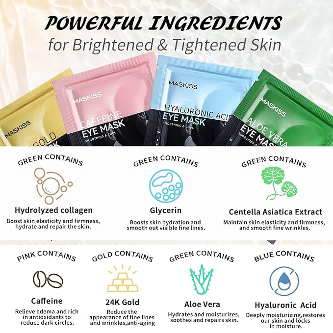 Under Eye Patches(30 Pairs), 24K Gold, Caffeine, Hyaluronic Acid, Aloe Vera Eye Masks for Dark Circles Puffy Eyes Undereye Bags, Eye Skin Care Gift Set for Bachelorette Party Favors